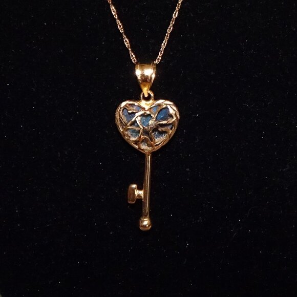 Labradorite key charm & necklace, 14K - Picture 2 of 2